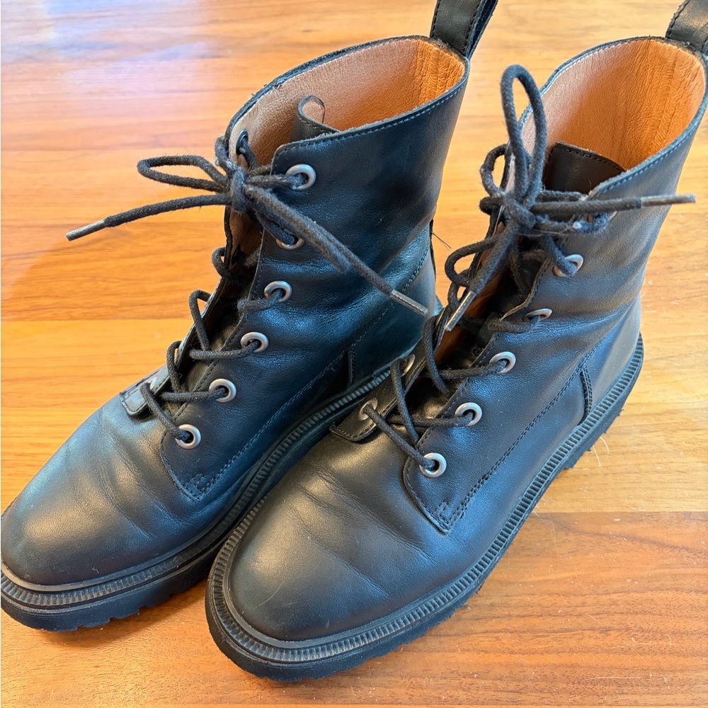 Madewell Black Leather Combat Boots